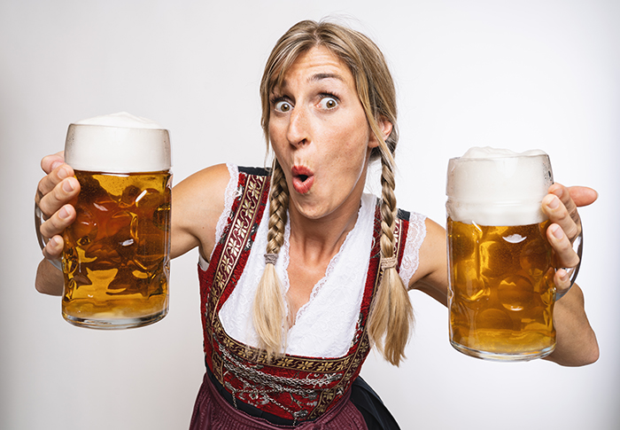 sexy traditional Oktoberfest visitor wearing a traditional Bavar